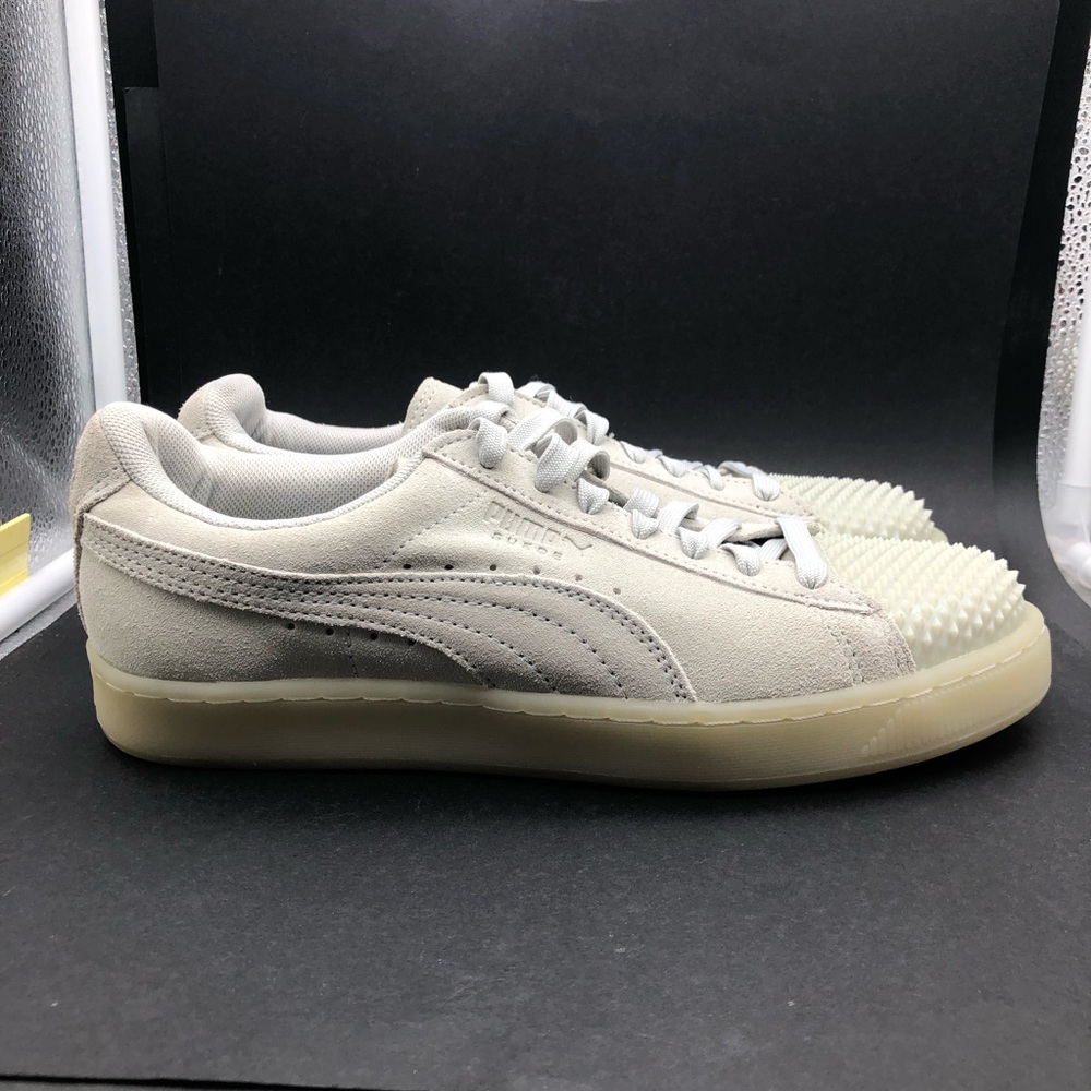 Puma Women's Size 9 Sneakers Shoes Gray Suede Leather Jelly Spiked Toe Trainers